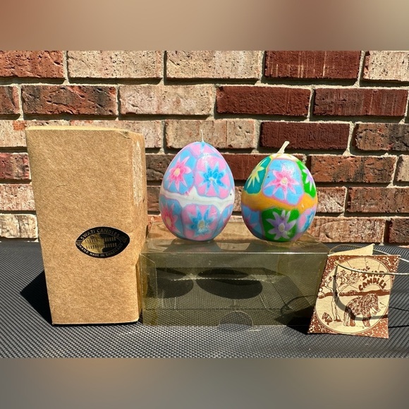 Swazi Candles Other - Swazi Candles Two Egg Shaped Floral Multicolored Handmade In Switzerland Candles